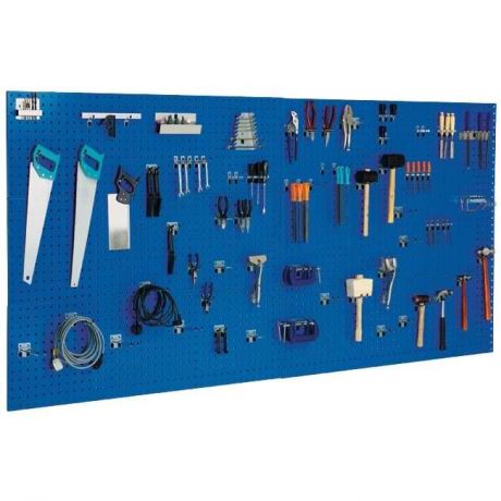 Armoire rangement outils fond perforé coloris bleu