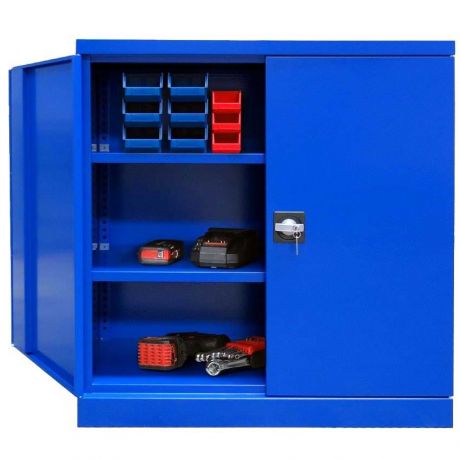 Armoire rangement outils fond perforé coloris bleu