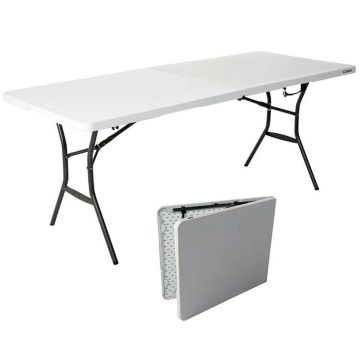 Table rectangulaire LIFETIME 183x76cm Noire pliante en 2 - PRODES