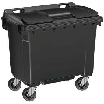 Conteneur à déchets 4 roues 660 litres - Gris